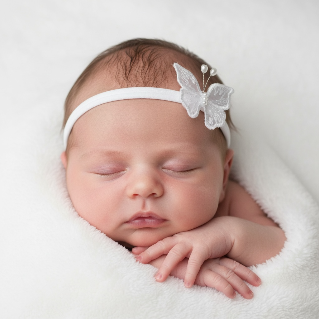 Embroidered butterfly on a soft elastic headband