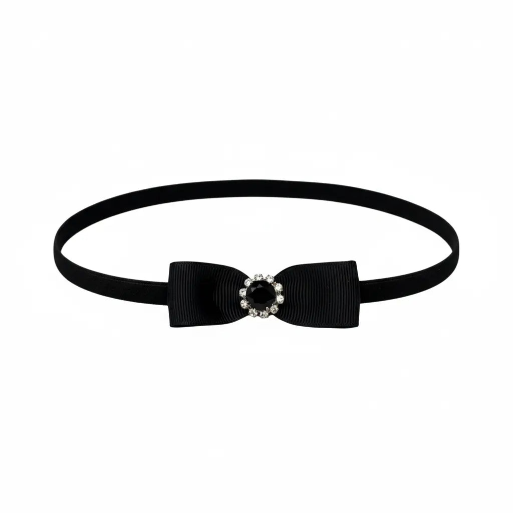 Black single bow with rhinestone on a headband Cute Cute