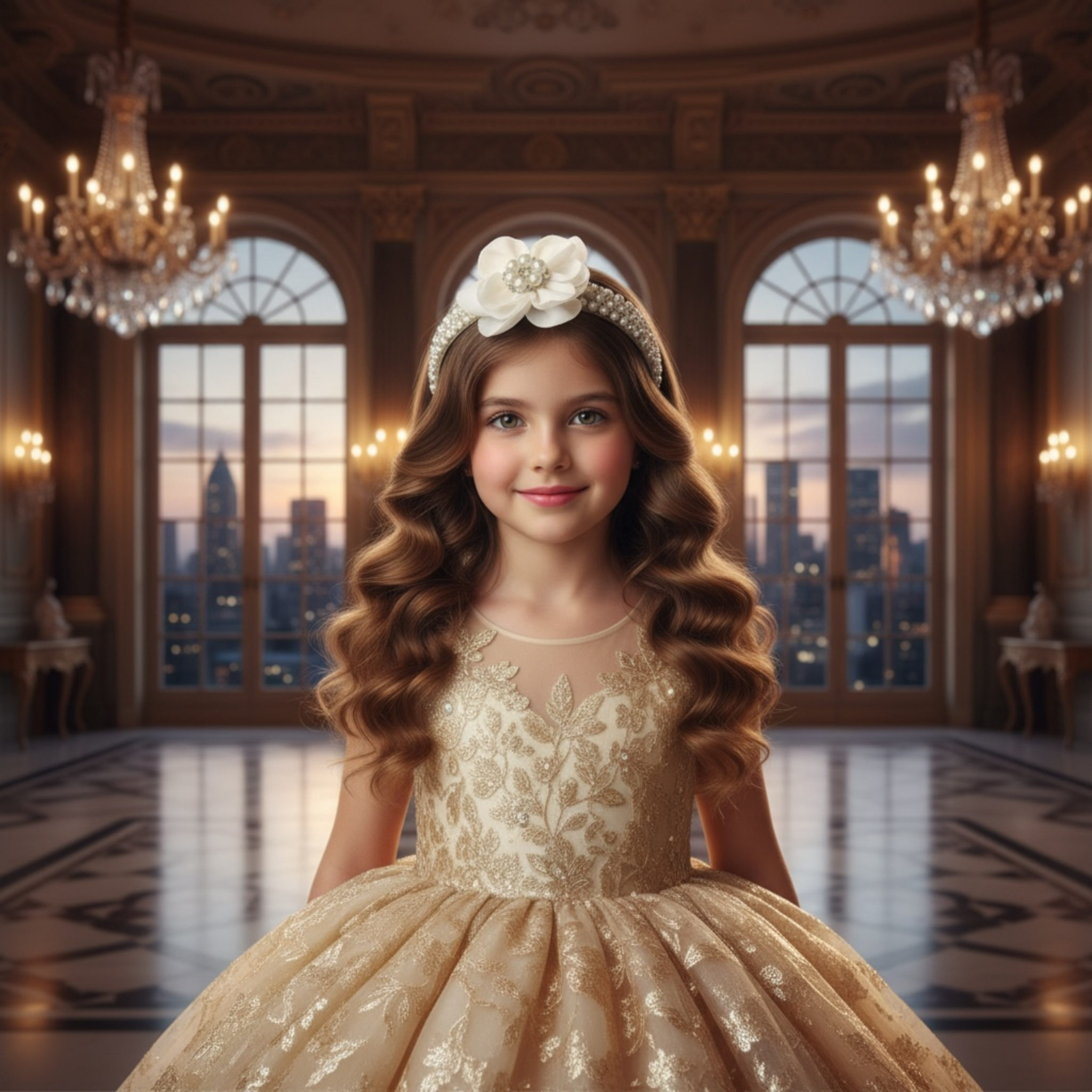 Ivory flower on diamante beaded headband