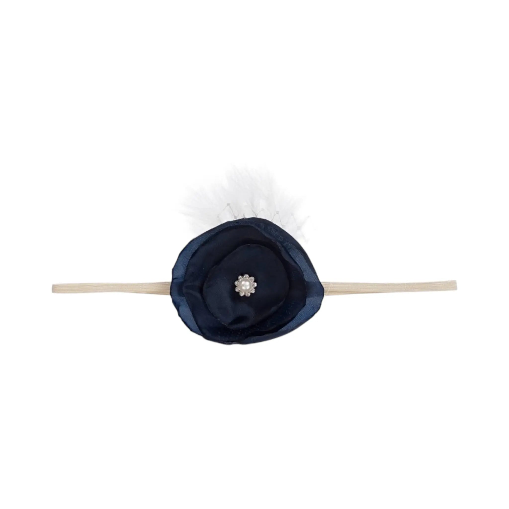 Layared navy flower with feather and netting Cute Cute