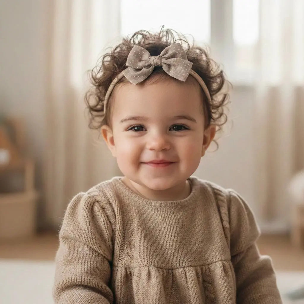 Brown and off white fabric bow on a headband Cute Cute