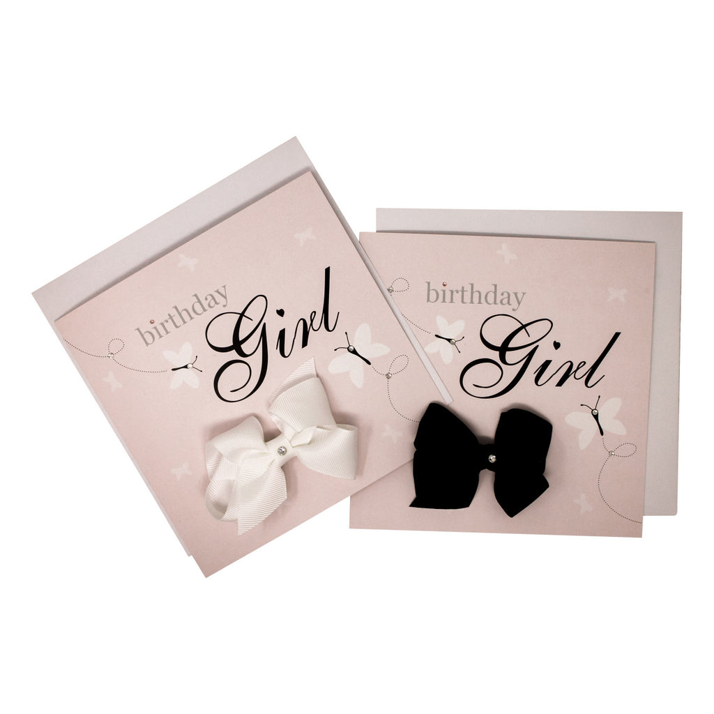 Birthday Girl- greeting card with a hair bow