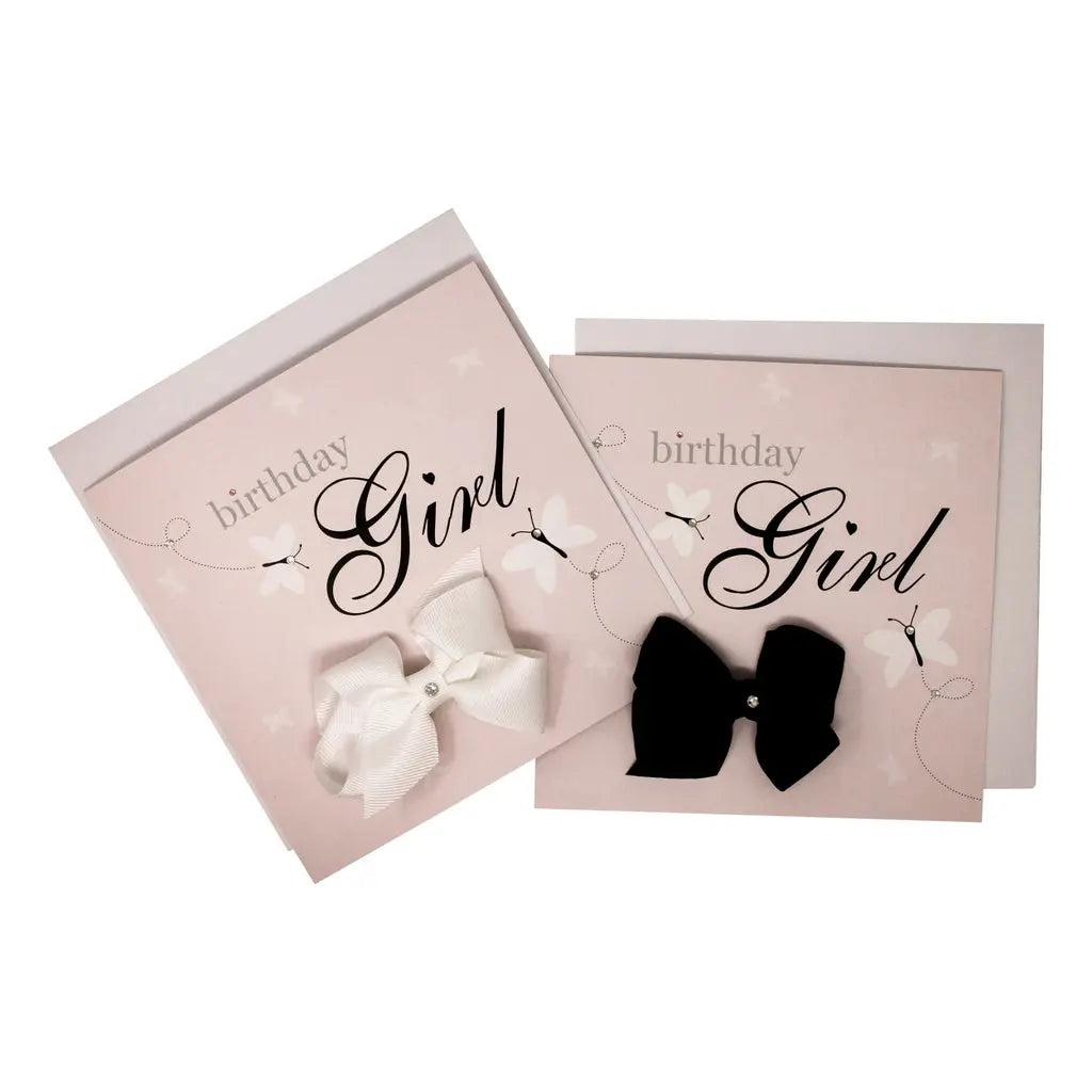 Birthday Girl- greeting card with a hair bow Cute Cute