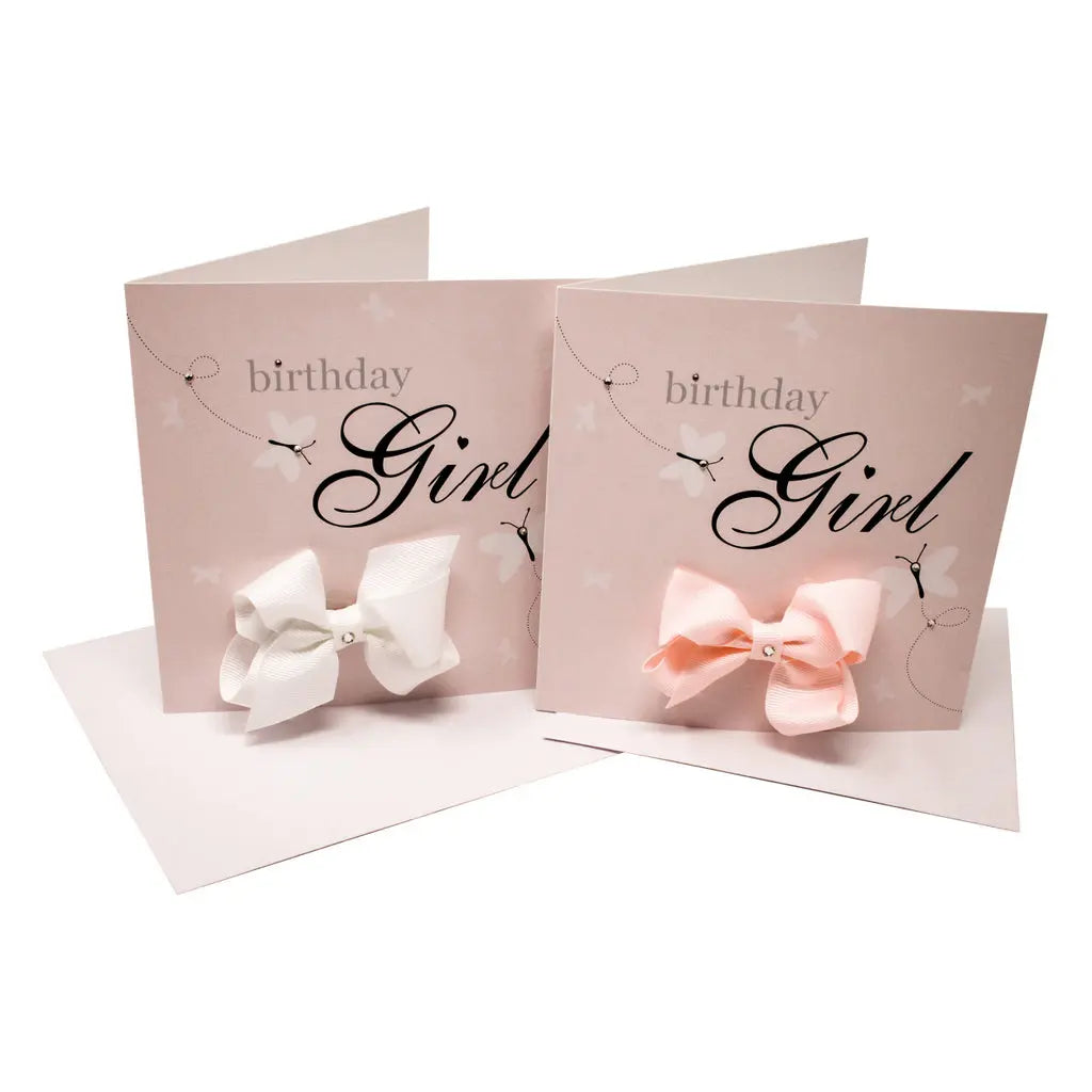 Birthday Girl- greeting card with a hair bow Cute Cute