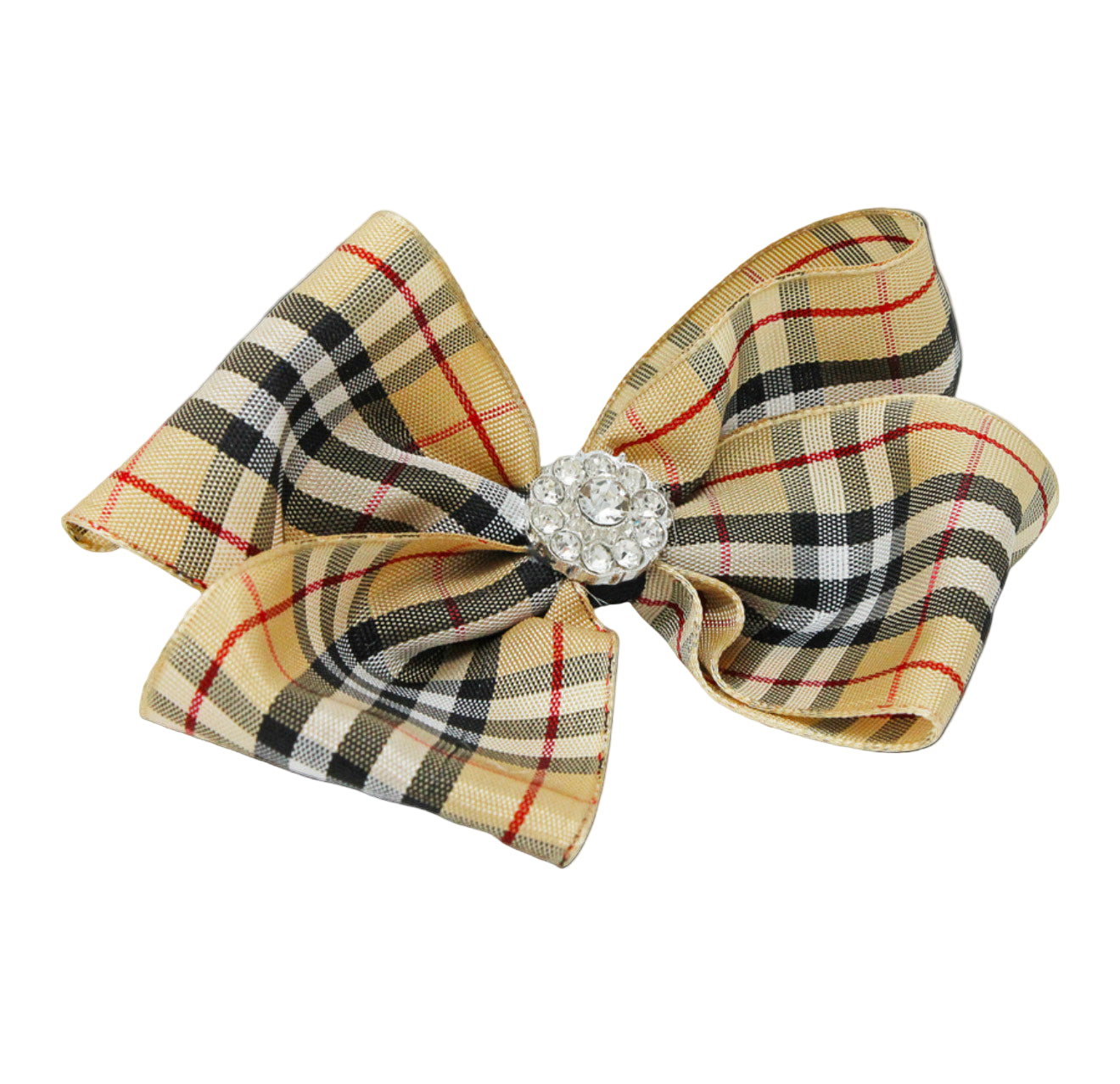 Checked black, red and ivory bow