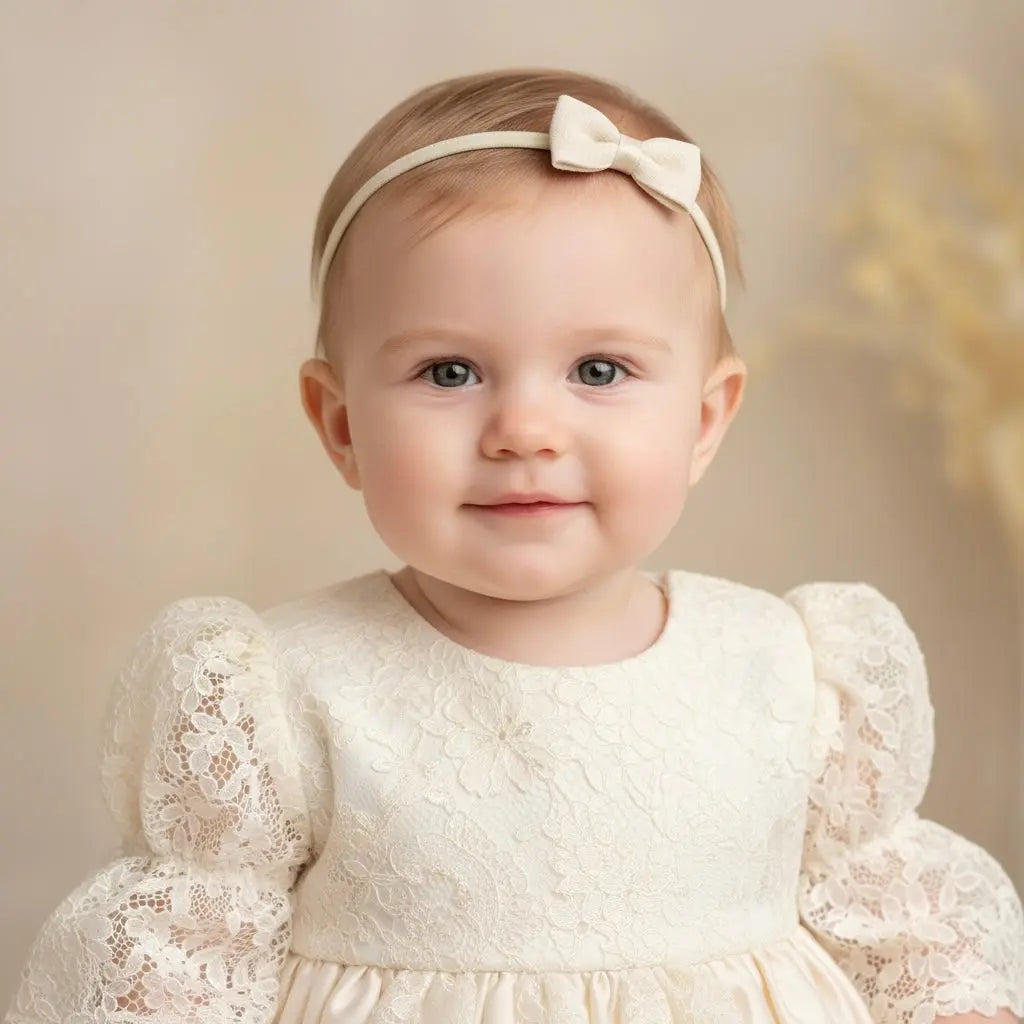Ivory fabric bow on a headband Cute Cute