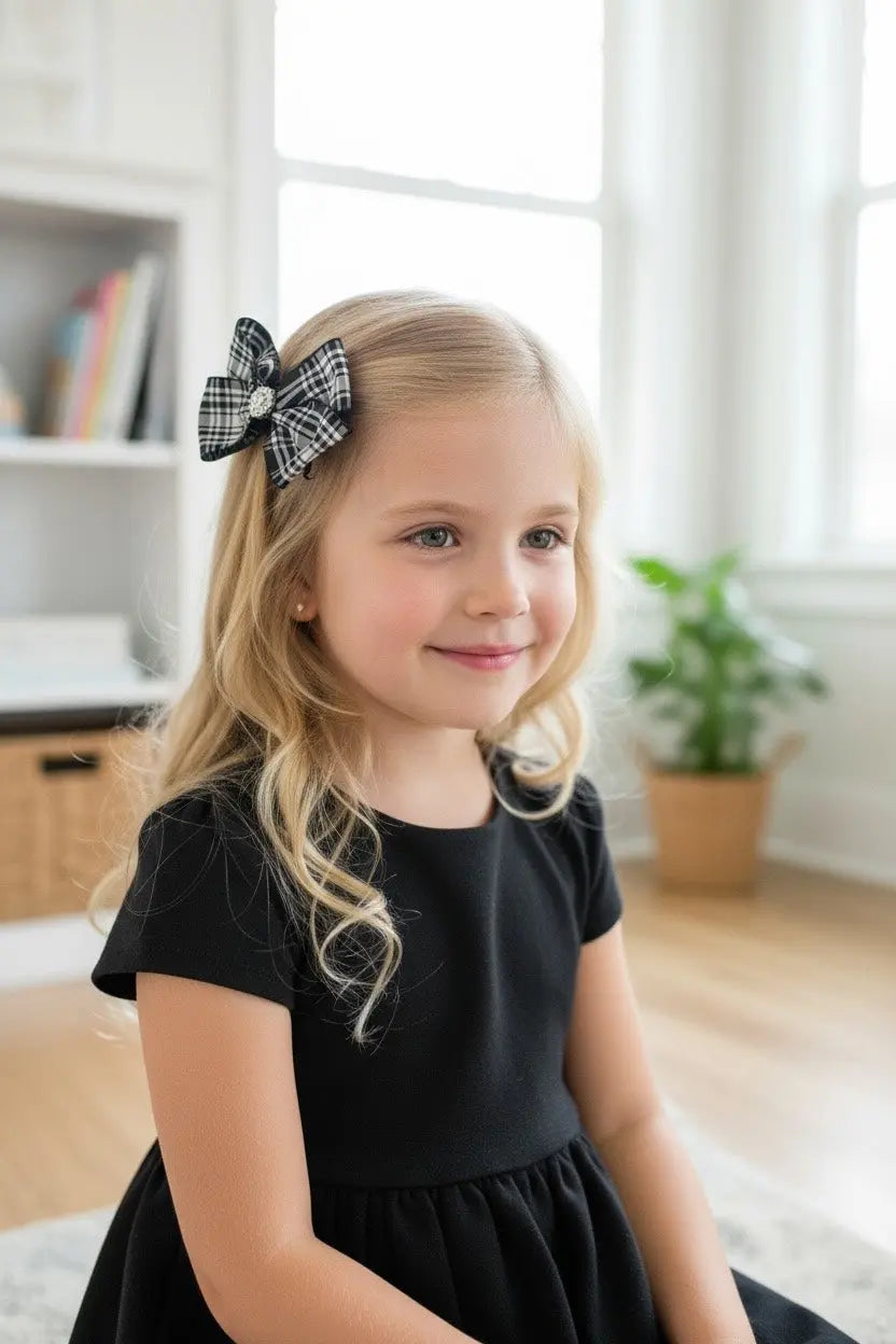 Checked black and white bow Cute Cute