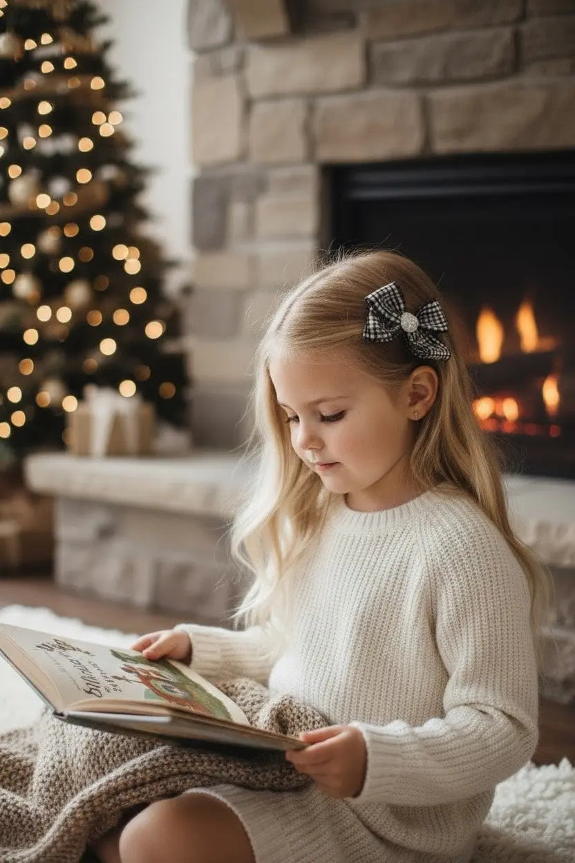 Checked navy and ivory bow Cute Cute