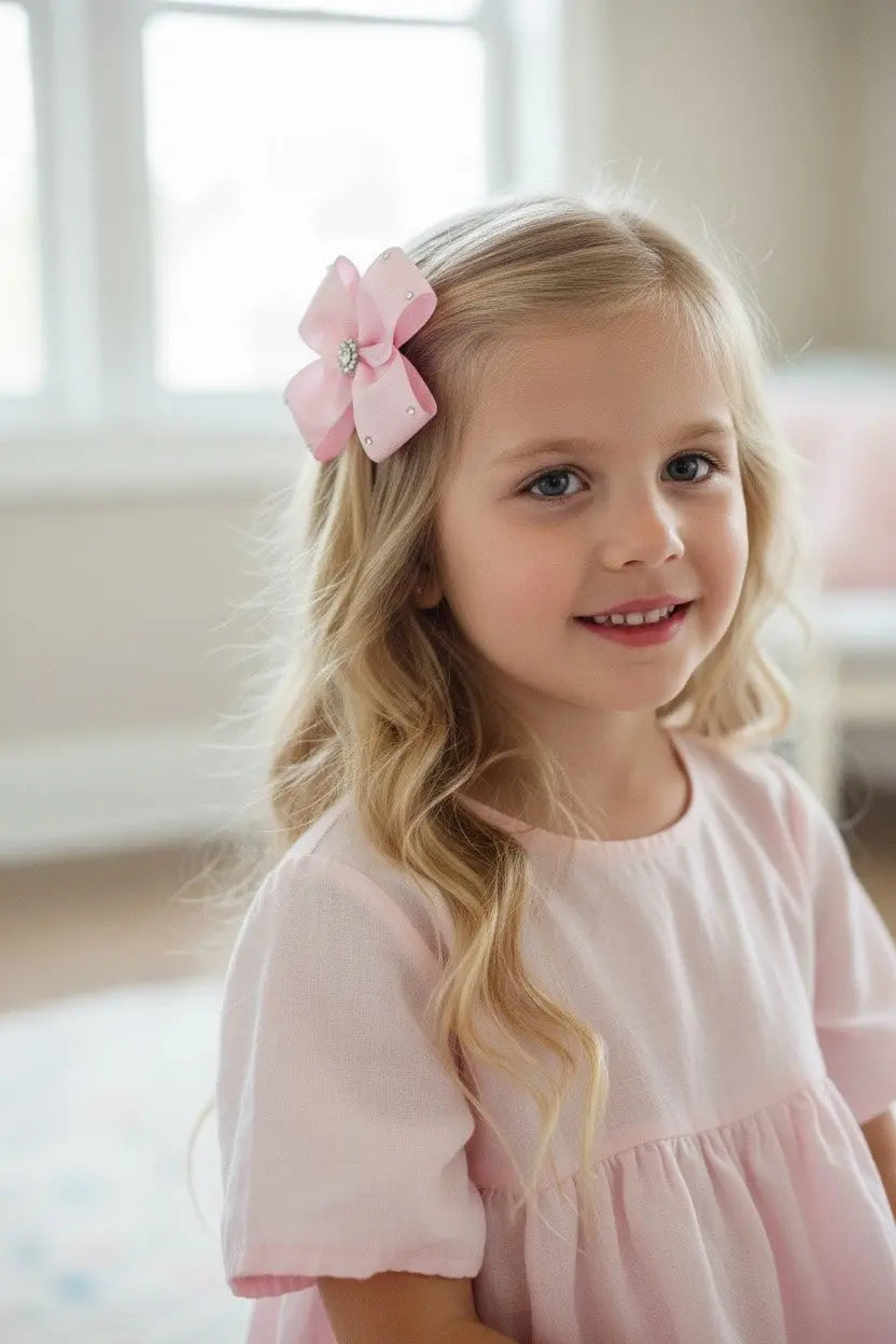 Pink double bow with Swarovski crystals Cute Cute