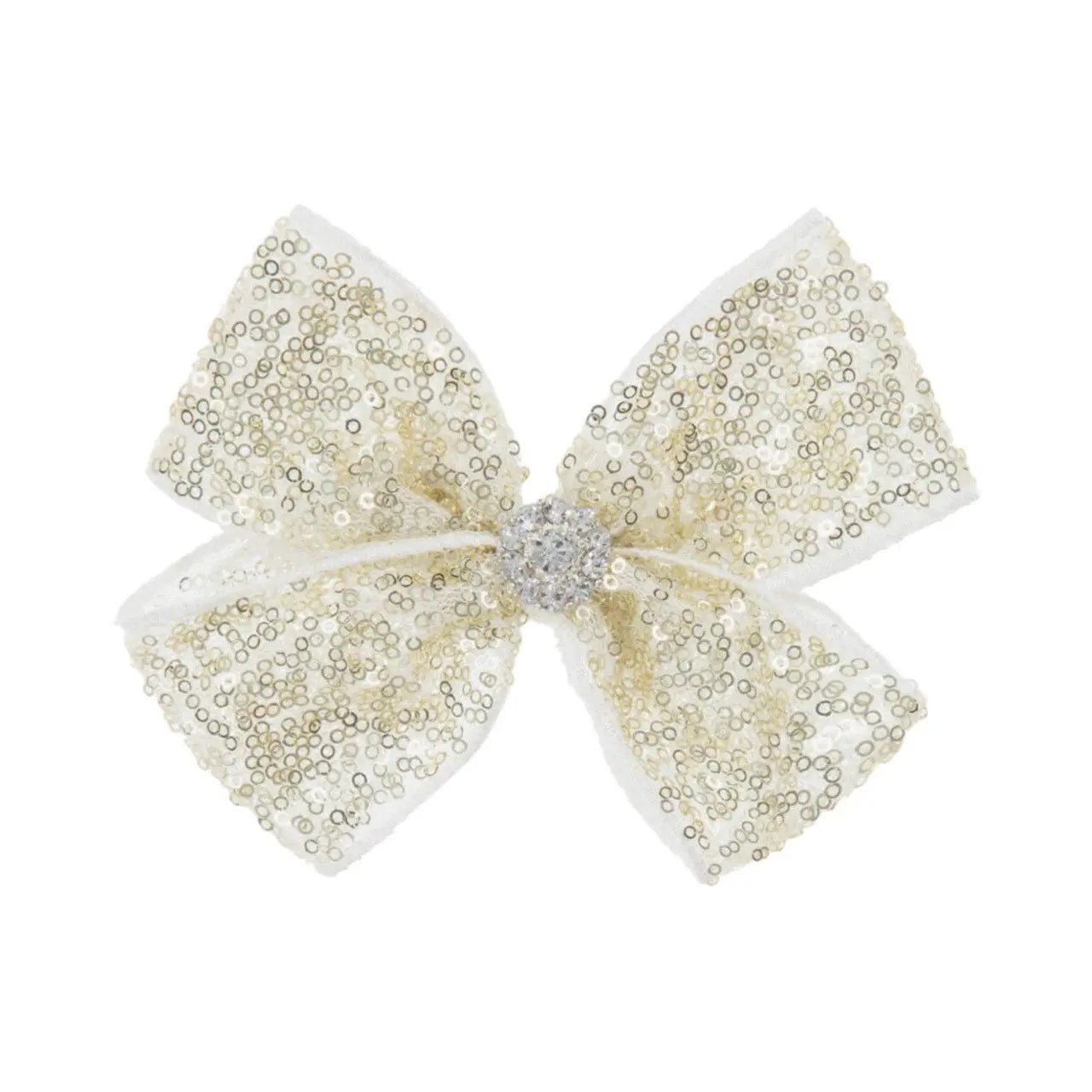 Sequin gold bow with rhinestone on an alligator clip Cute Cute