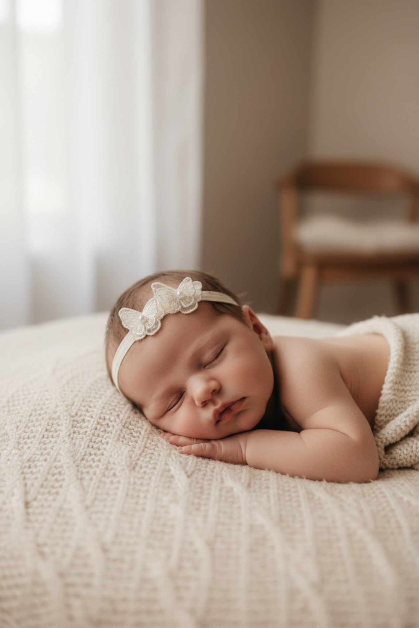 Elegant Ivory Lace Butterfly Headband