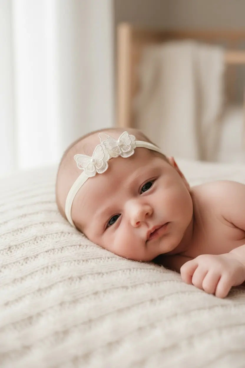 Elegant Ivory Lace Butterfly Headband Cute Cute