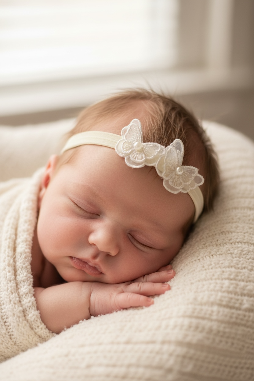 Elegant Ivory Lace Butterfly Headband