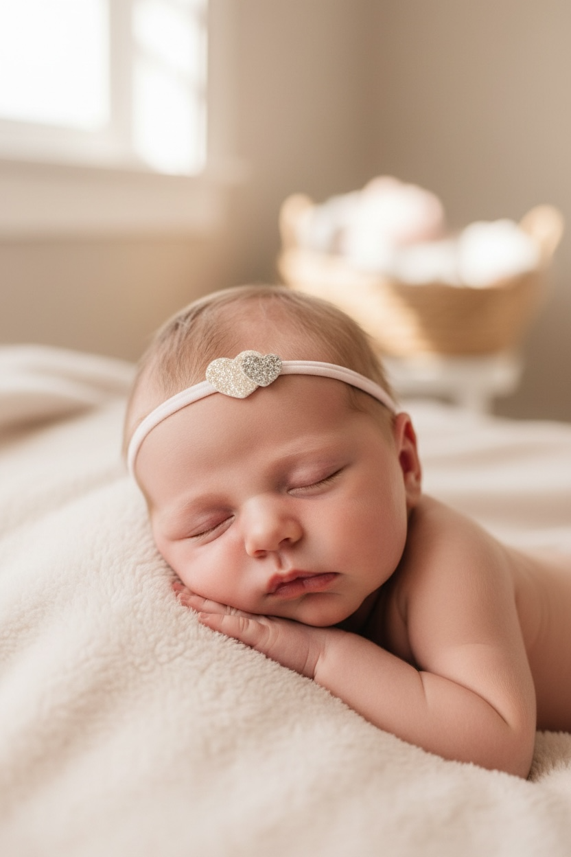 Two little cute hearts on a soft elastic headband