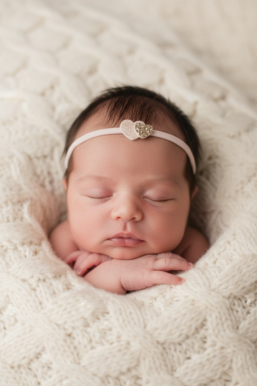 Two little cute hearts on a soft elastic headband