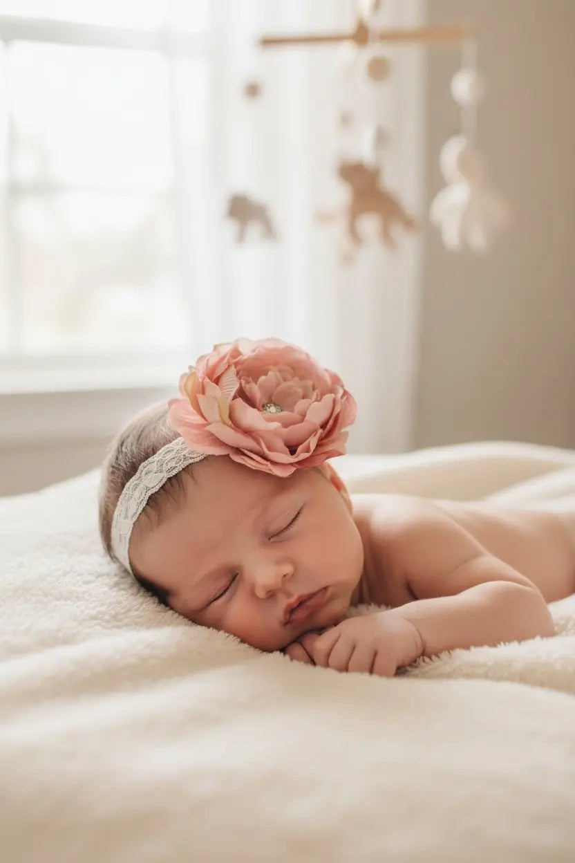 Two toned pink flower with rhinestone on a lace Cute Cute