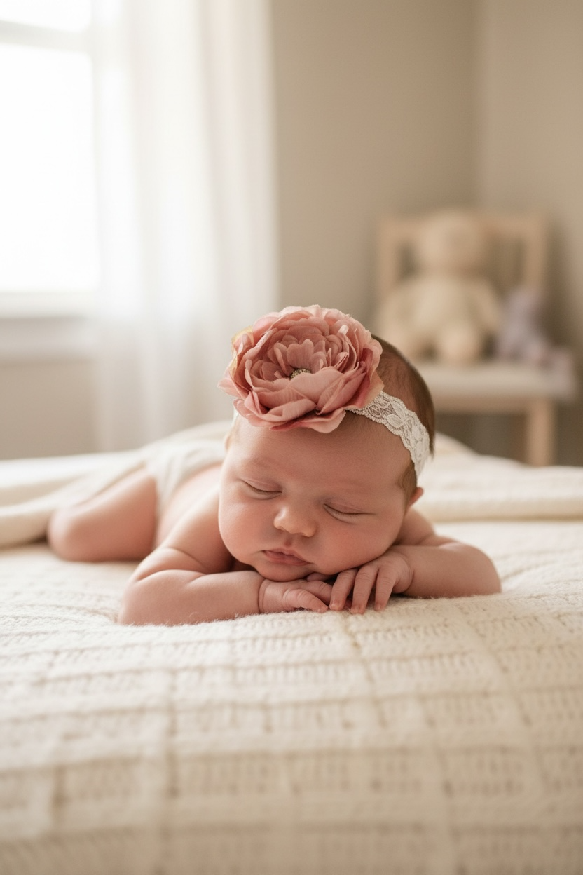 Two toned pink flower with rhinestone on a lace
