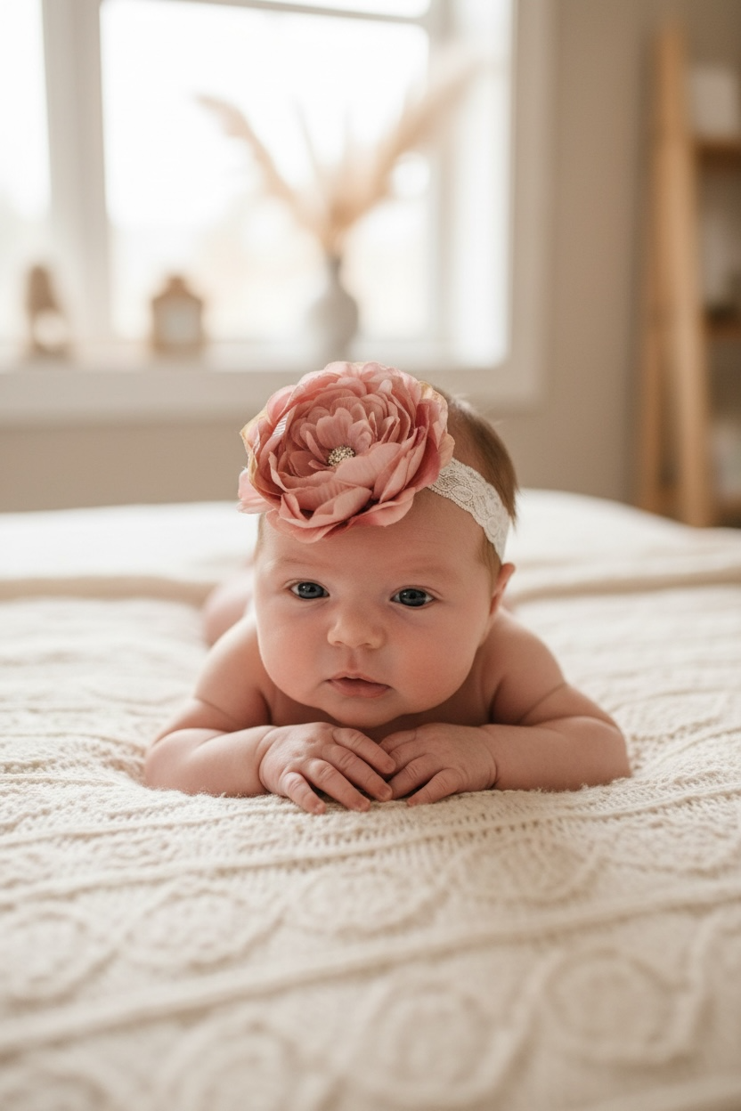 Two toned pink flower with rhinestone on a lace