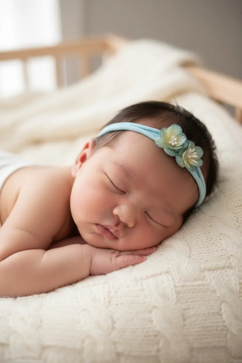 Blue flowers on a skinny soft nylon headband Cute Cute