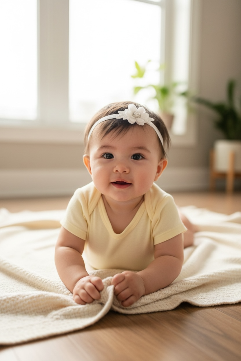 Off white chiffon and lace flower decorated with pearl rhinestone