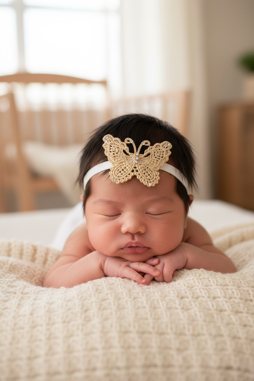 Delicate gold lace butterfly decorated with Swarovski crystals