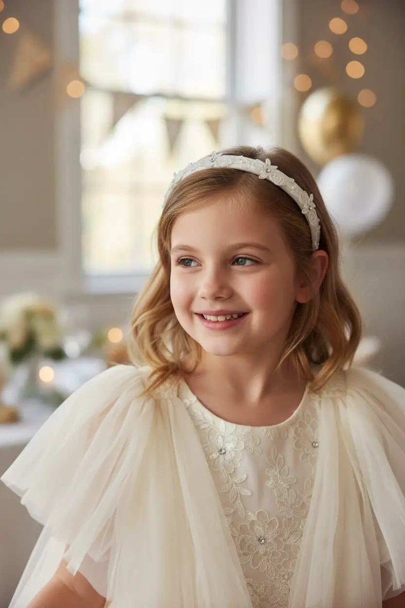 Off white floral lace trim on a satin alice band Cute Cute