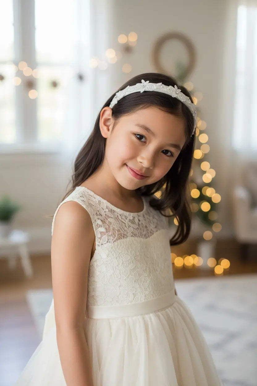 Off white floral lace trim on a satin alice band Cute Cute