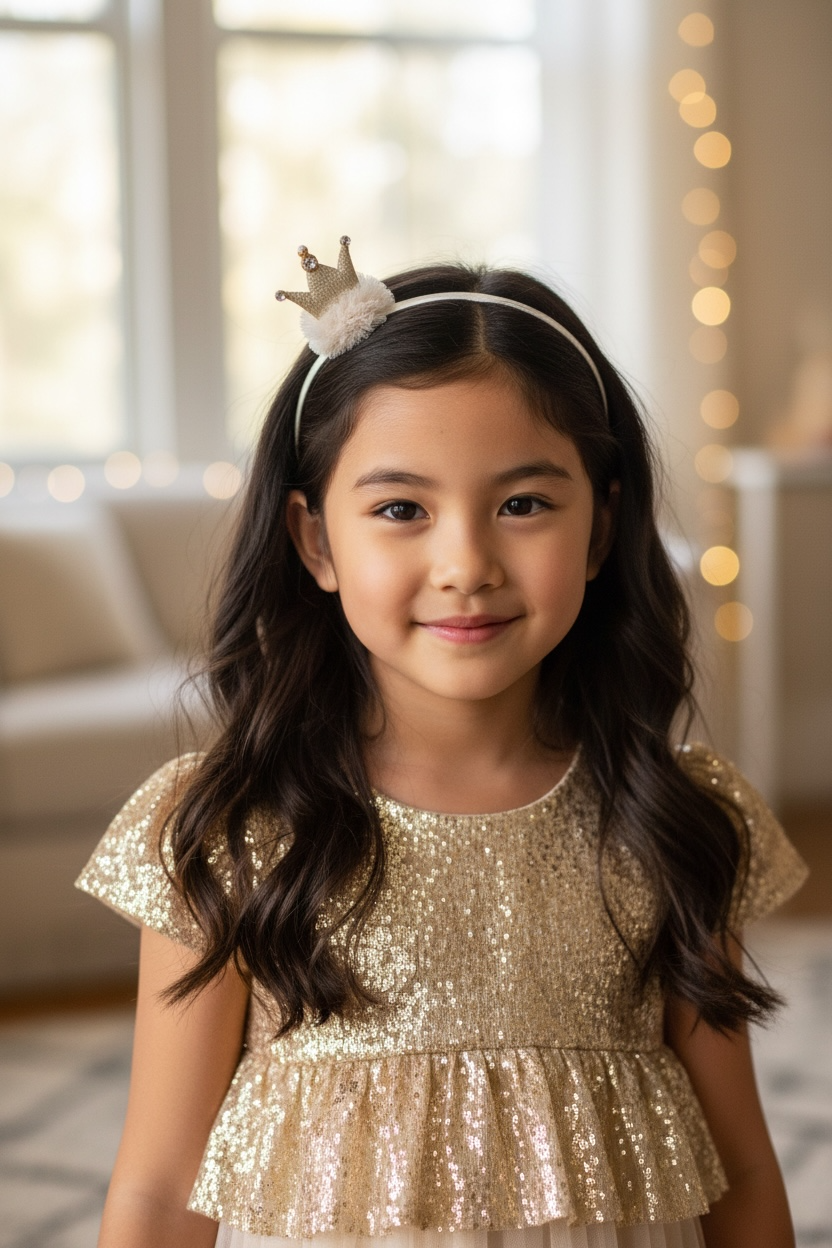 Sparkly crown on a ball of tulle sat on a satin alice band