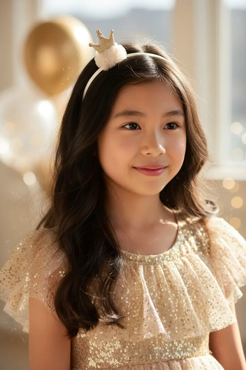 Sparkly crown on a ball of tulle sat on a satin alice band Cute Cute