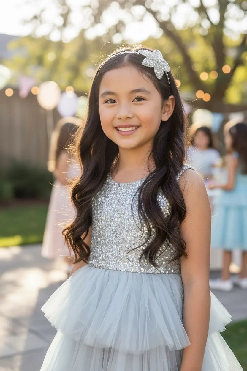 Crystal beaded flower on a slim silver alice band Cute Cute