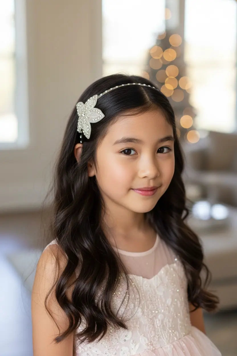 Crystal beaded flower on a slim silver alice band Cute Cute