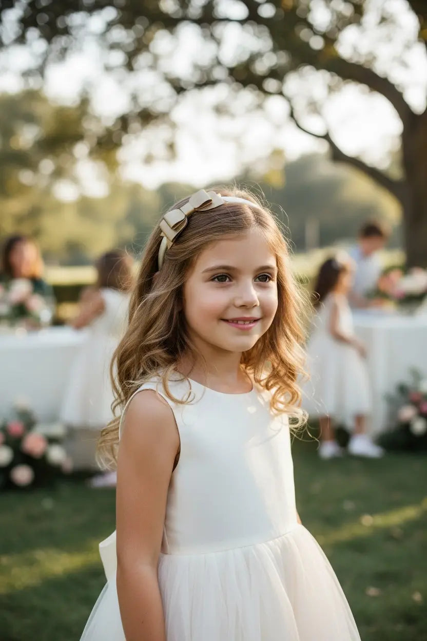 Gold leathette bow on a satin alice band Cute Cute