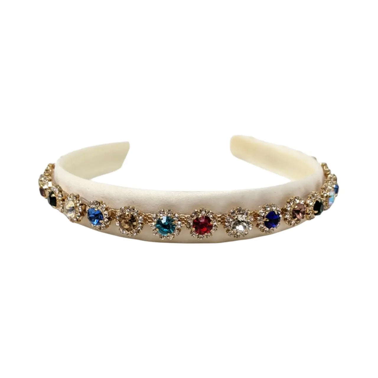 Ivory alice band with colourful stones in a gold cased diamante Cute Cute