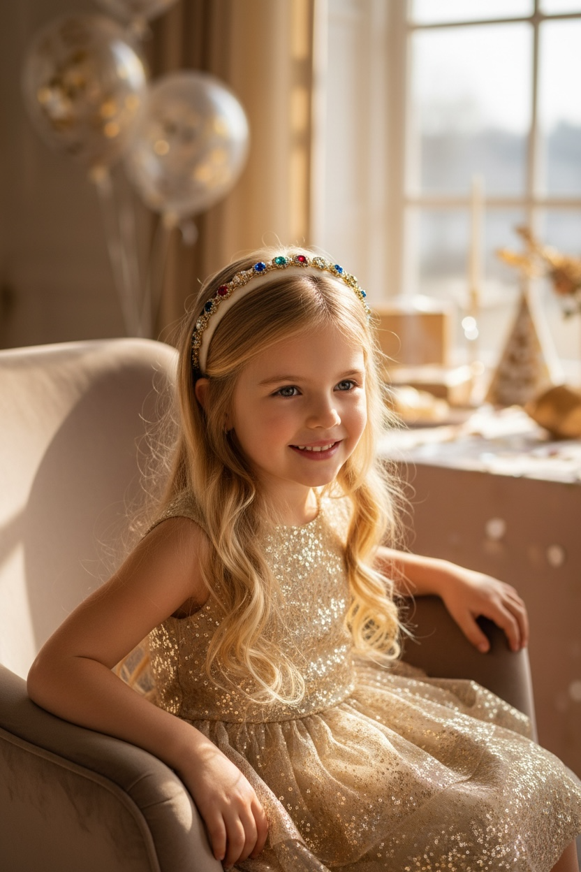 Ivory alice band with colourful stones in a gold cased diamante