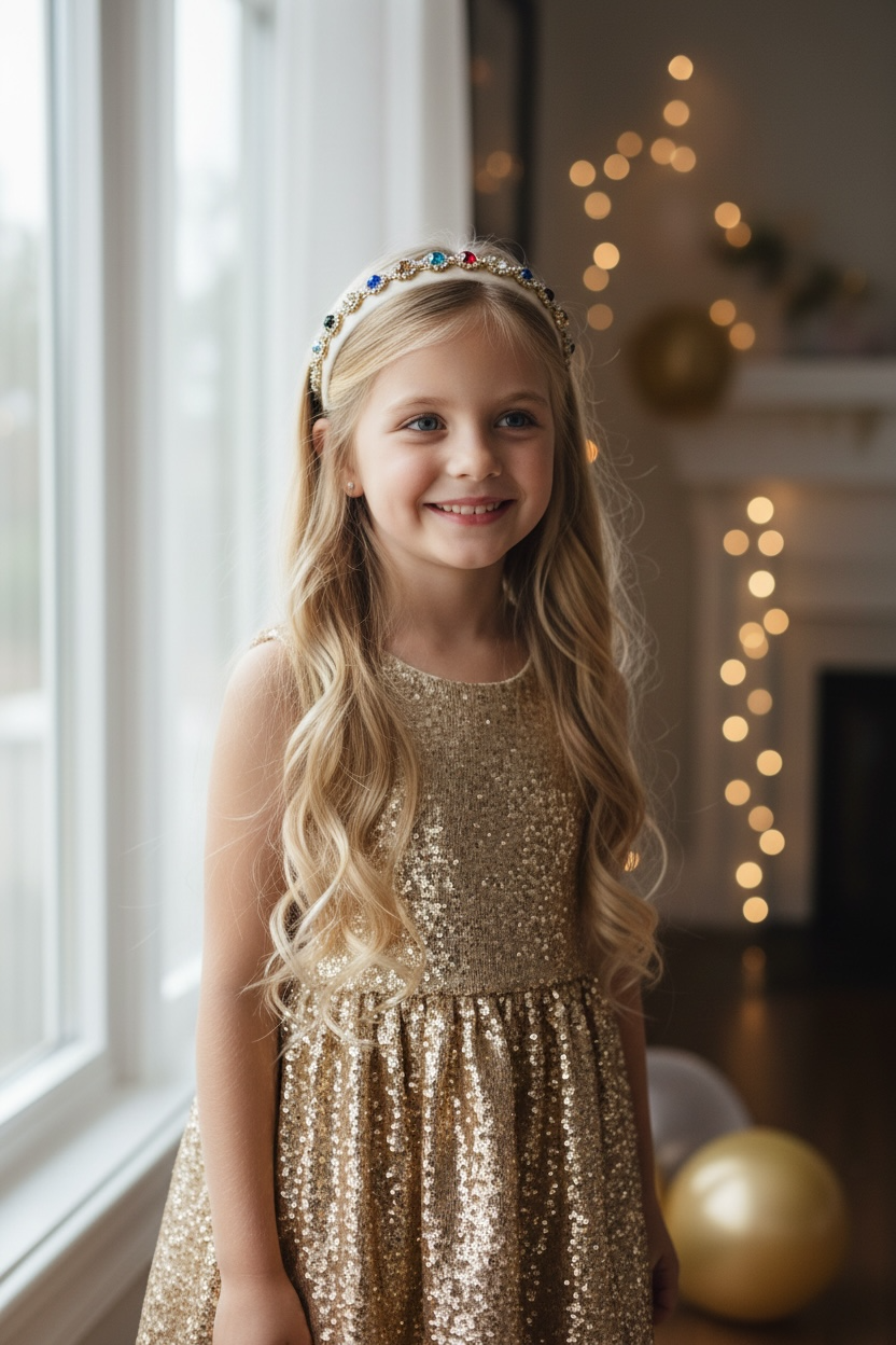 Ivory alice band with colourful stones in a gold cased diamante