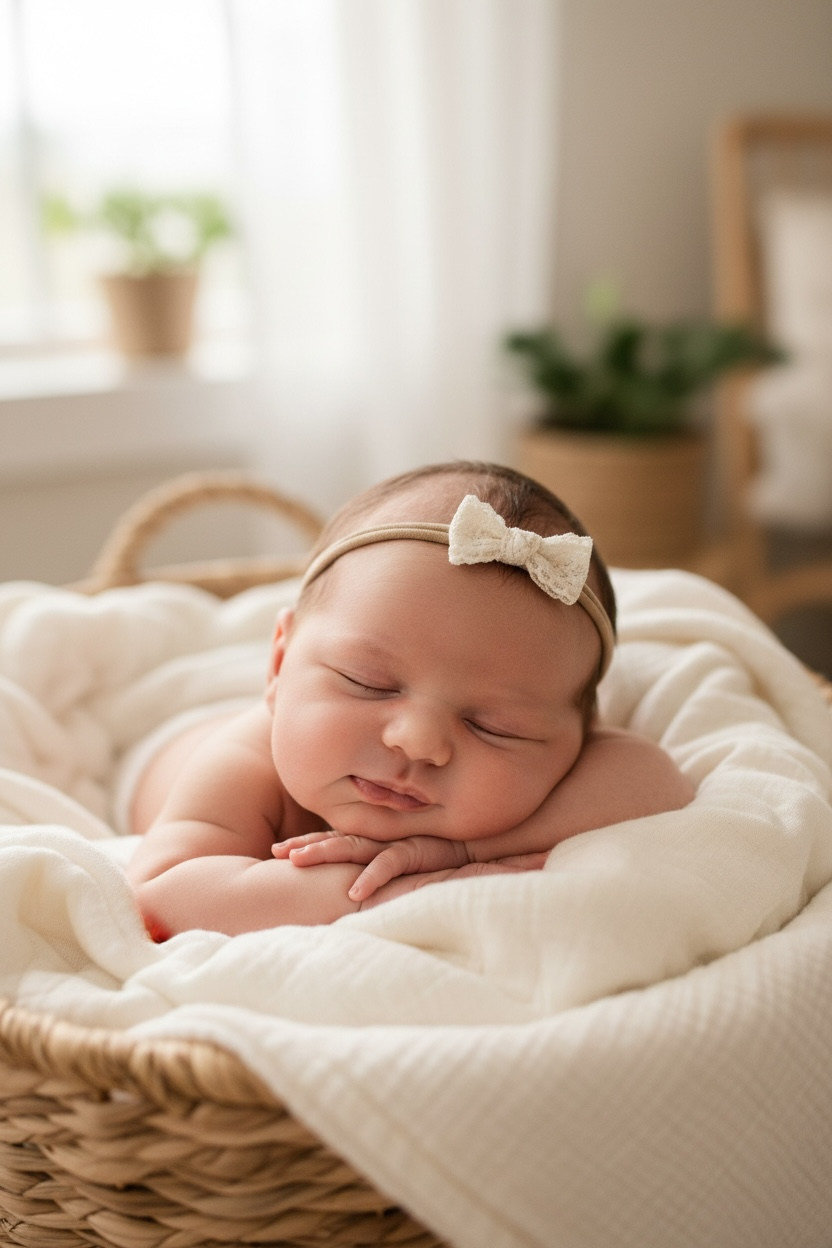 Natural lace bow on a nylon headband