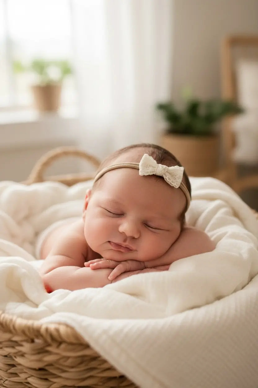 Natural lace bow on a nylon headband Cute Cute