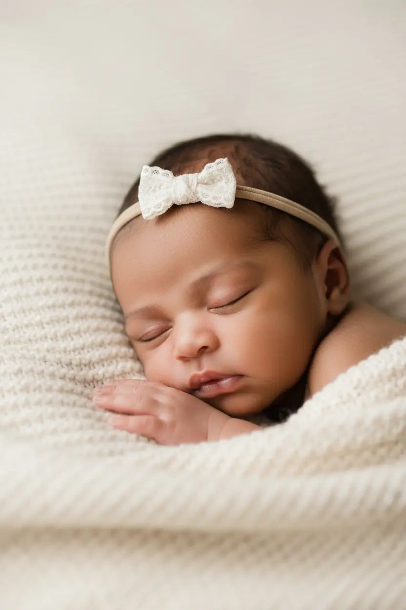 Natural lace bow on a nylon headband Cute Cute