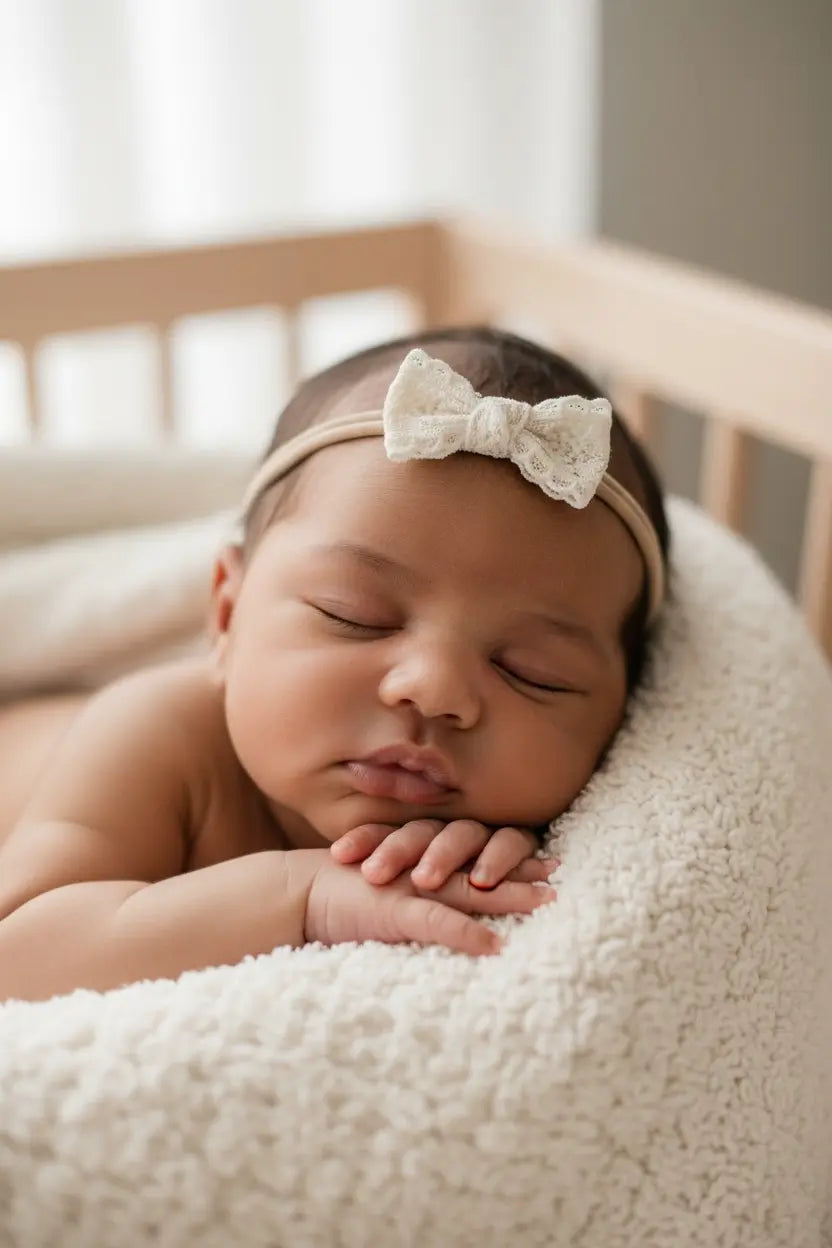 Natural lace bow on a nylon headband Cute Cute