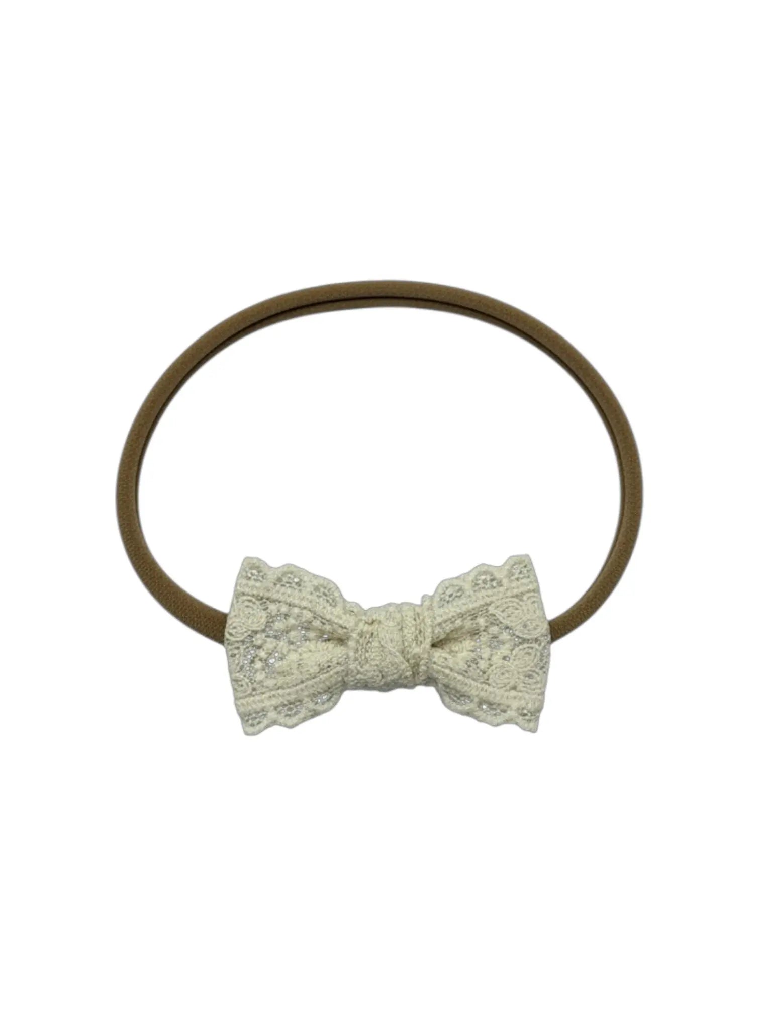 Natural lace bow on a nylon headband Cute Cute