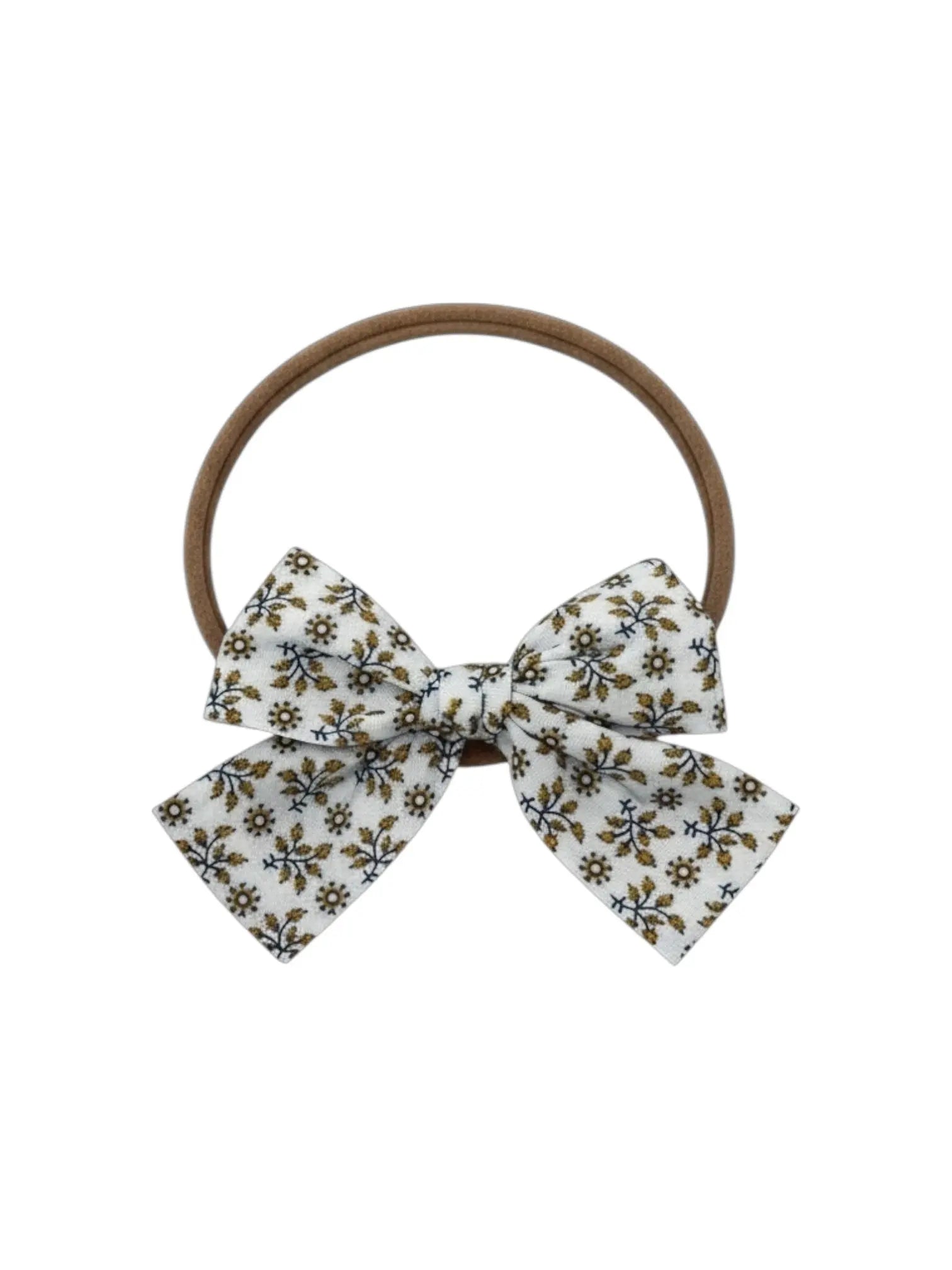 Mustard and green fabric checked bow on a headband Cute Cute