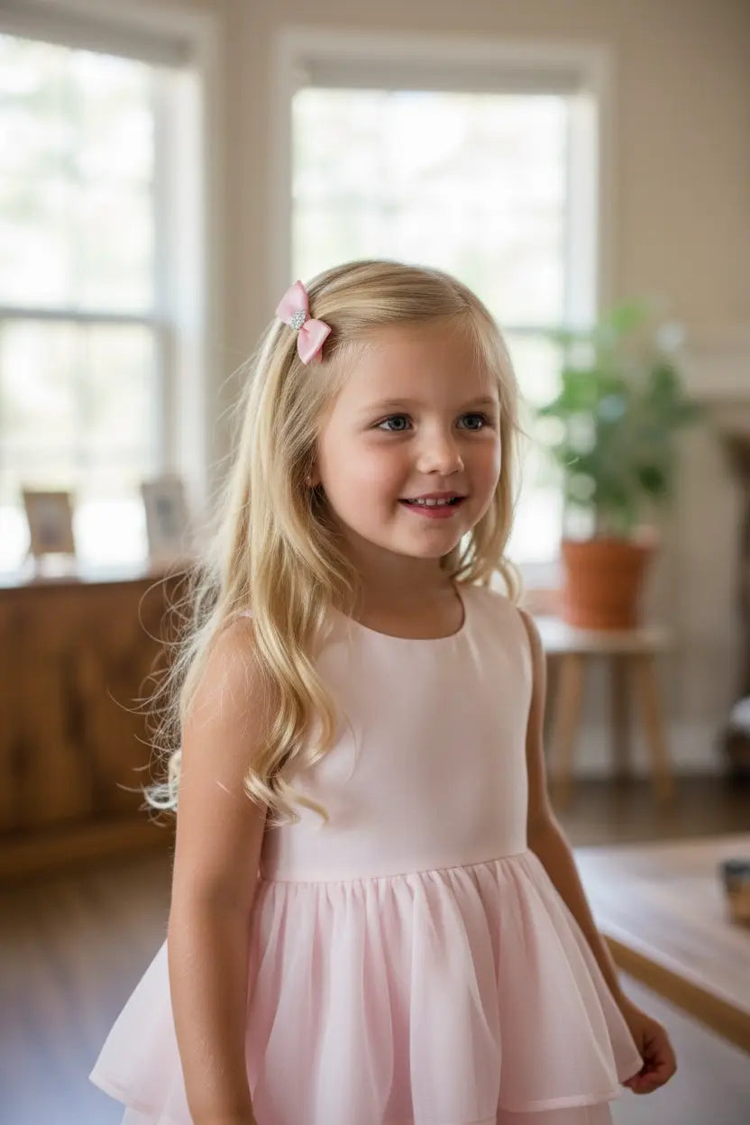 Satin bow decorated with rhinestone on a clip Cute Cute