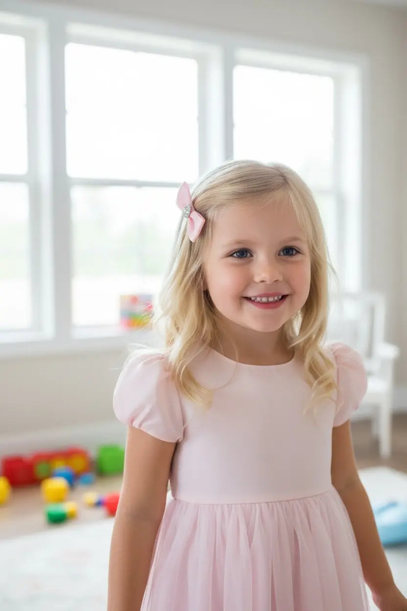 Satin bow decorated with rhinestone on a clip Cute Cute