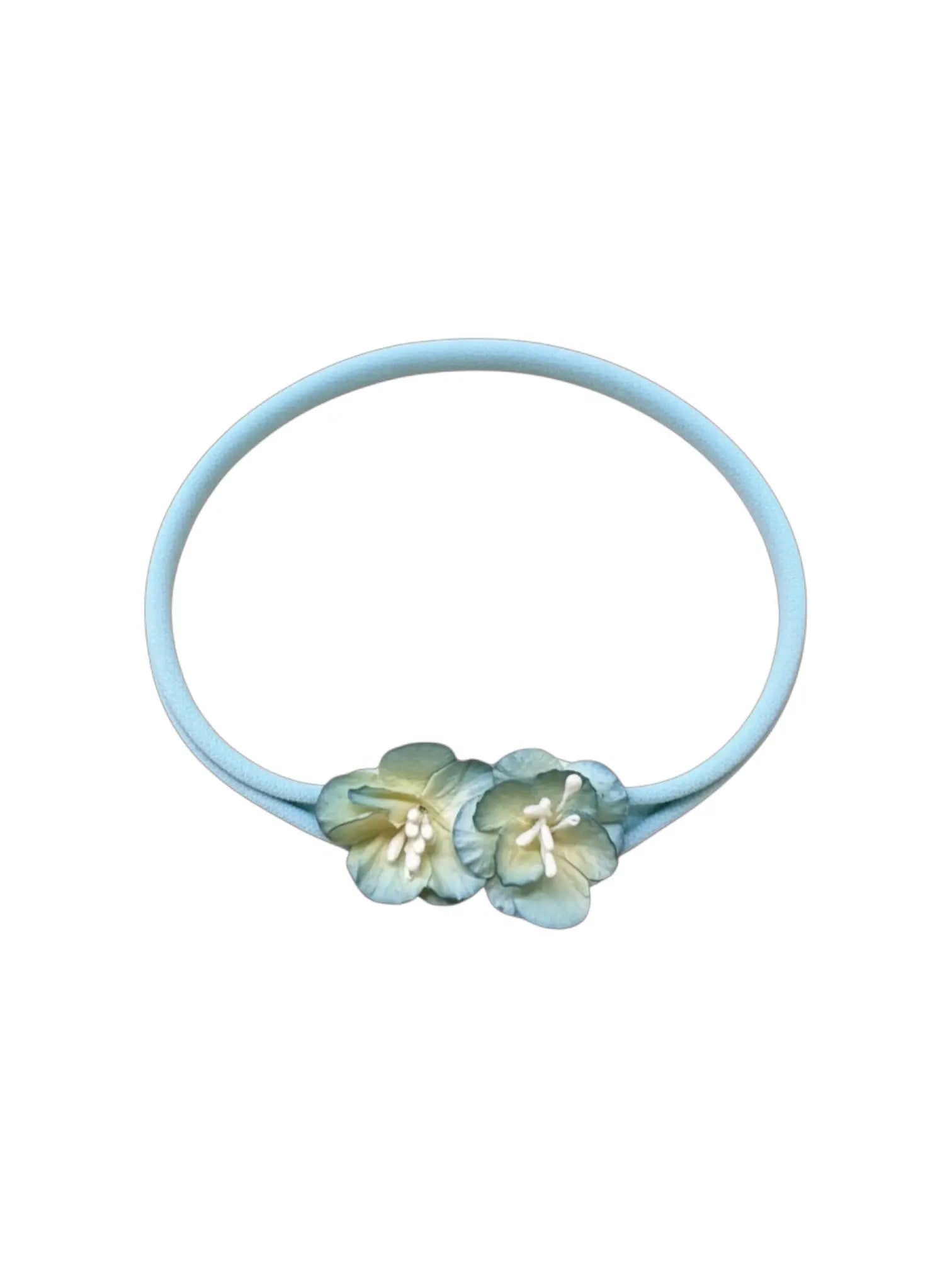 Blue flowers on a skinny soft nylon headband Cute Cute