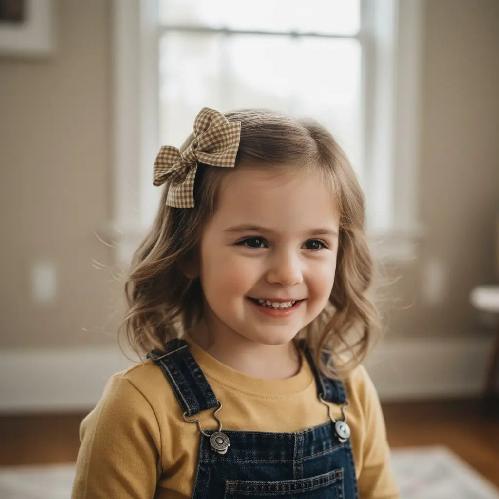 Mustard checked bow Cute Cute