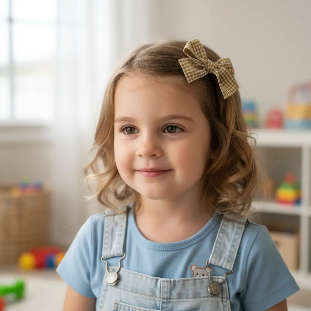 Mustard checked bow Cute Cute