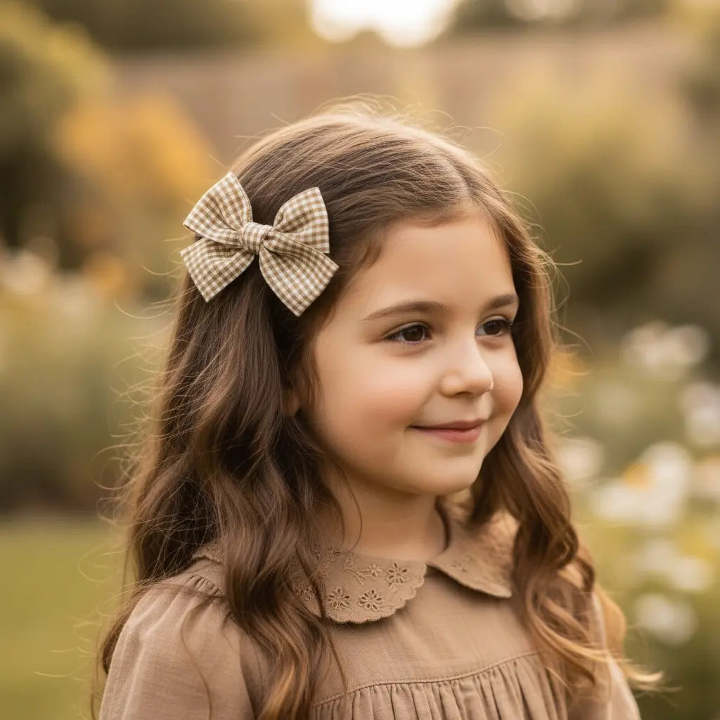 Mustard checked bow Cute Cute