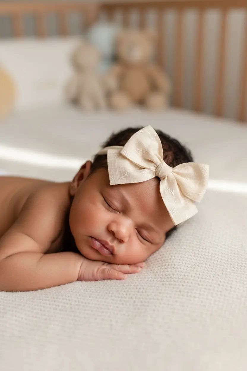Ivory floral fabric bow on a headband Cute Cute