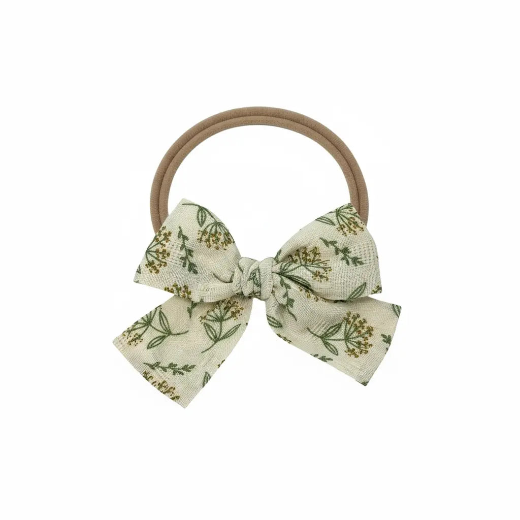 Green flowers fabric bow on a headband Cute Cute