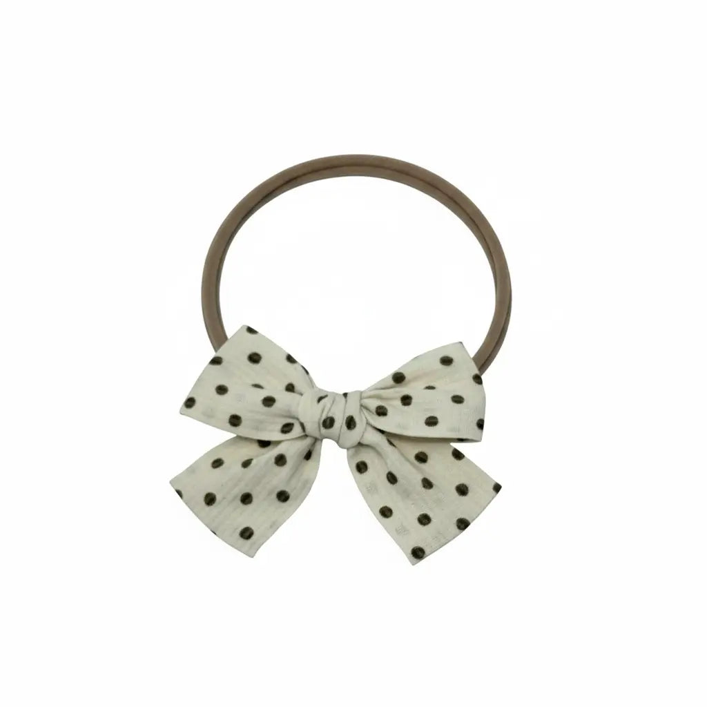 Brown polka dot fabric bow on a headband Cute Cute